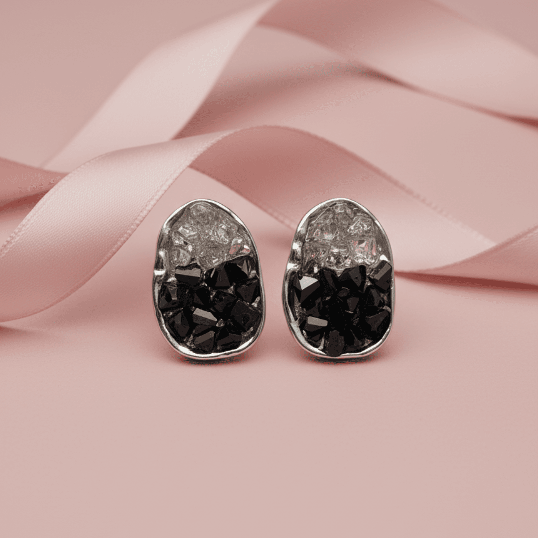 Black Broken Diamond Gradient Stud Earrings In Nepal