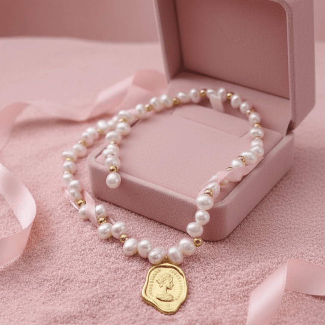 Classic Gold-Plated Beaded Pearl Necklace
