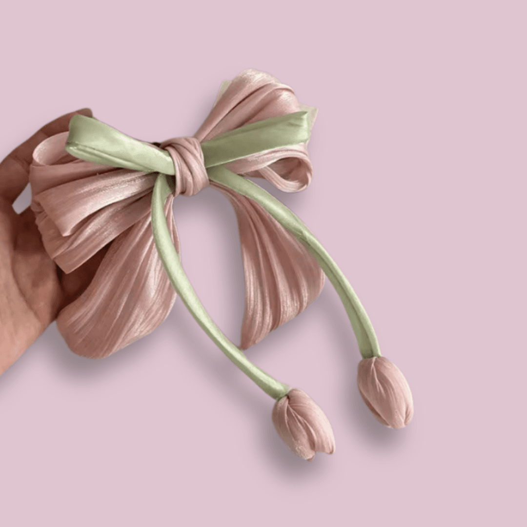 Elegant Pink and White Tulip Flower Hair Clip