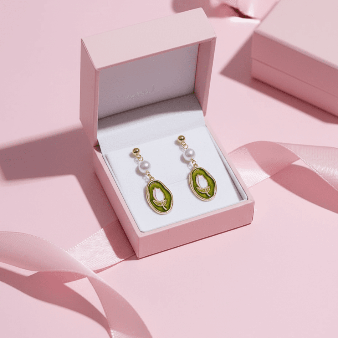 Gold-Plated Tulip & Pearl Drop Earrings In Nepal