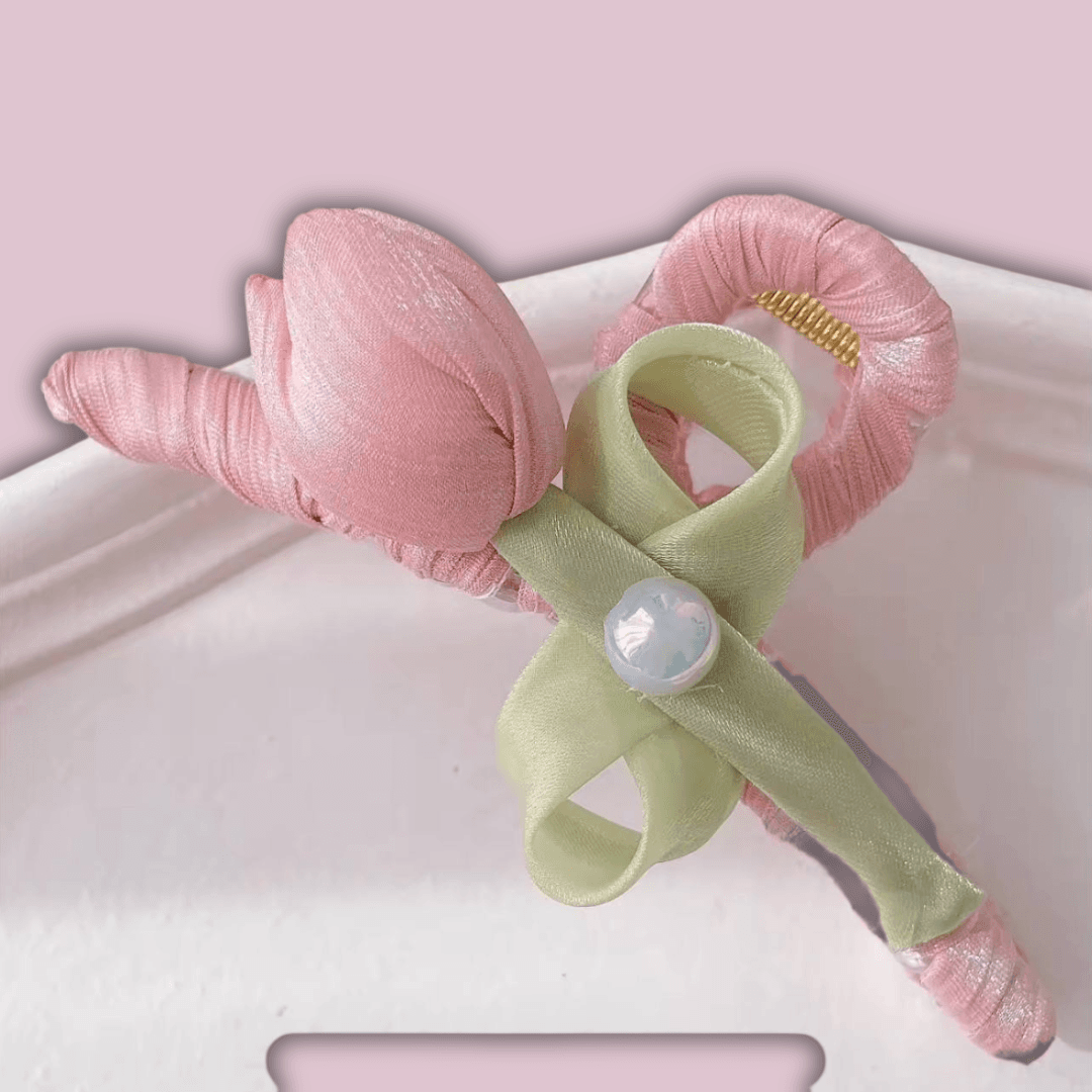 Fabric Tulip Flower Hair Claw Barrette for Girls