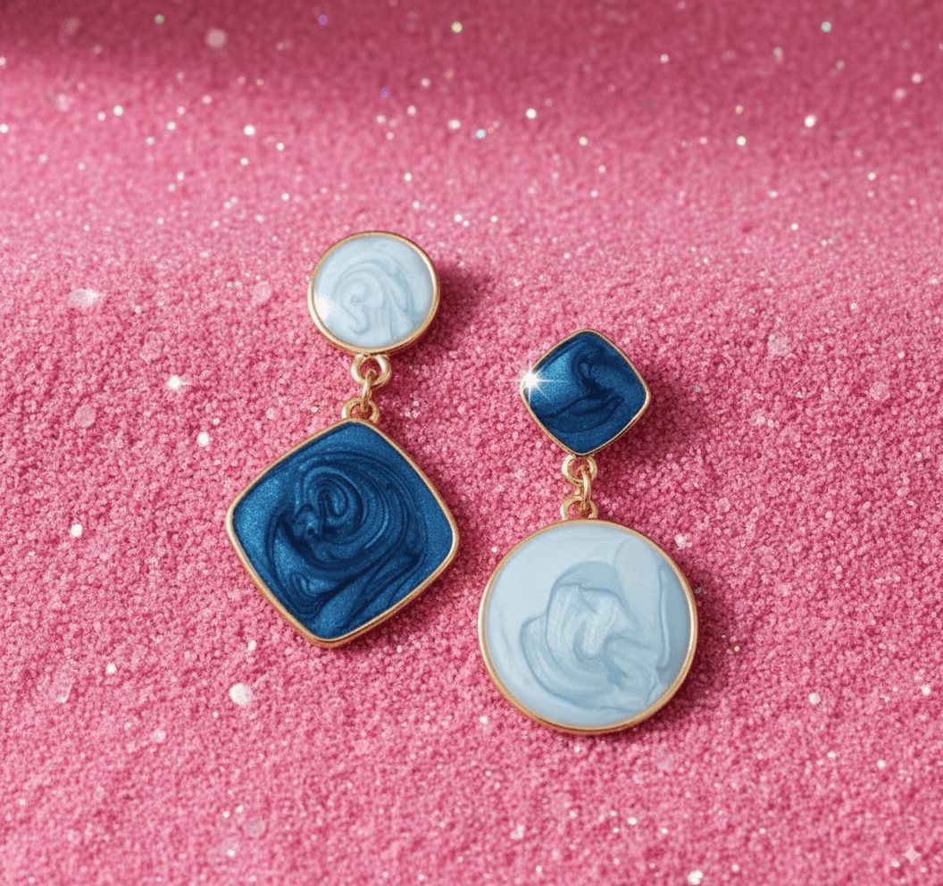 Luxury Classic Blue Swirl Drop Earrings