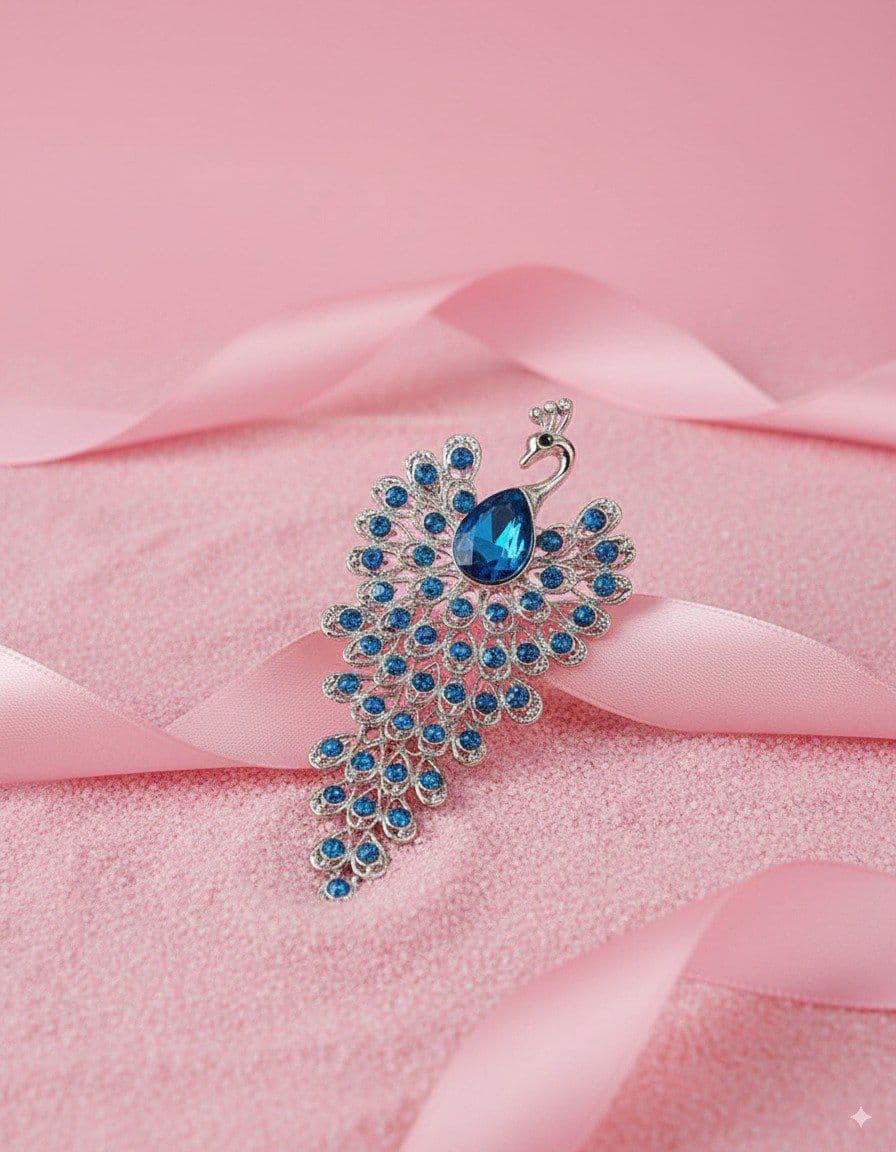 Majestic Peacock Rhinestone Brooch Collection In Nepal