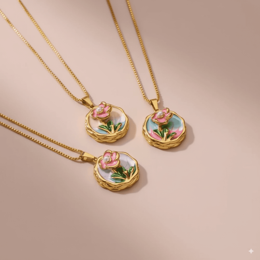 Trendy 18K Gold Plated Flower Pendant Necklace In Nepal