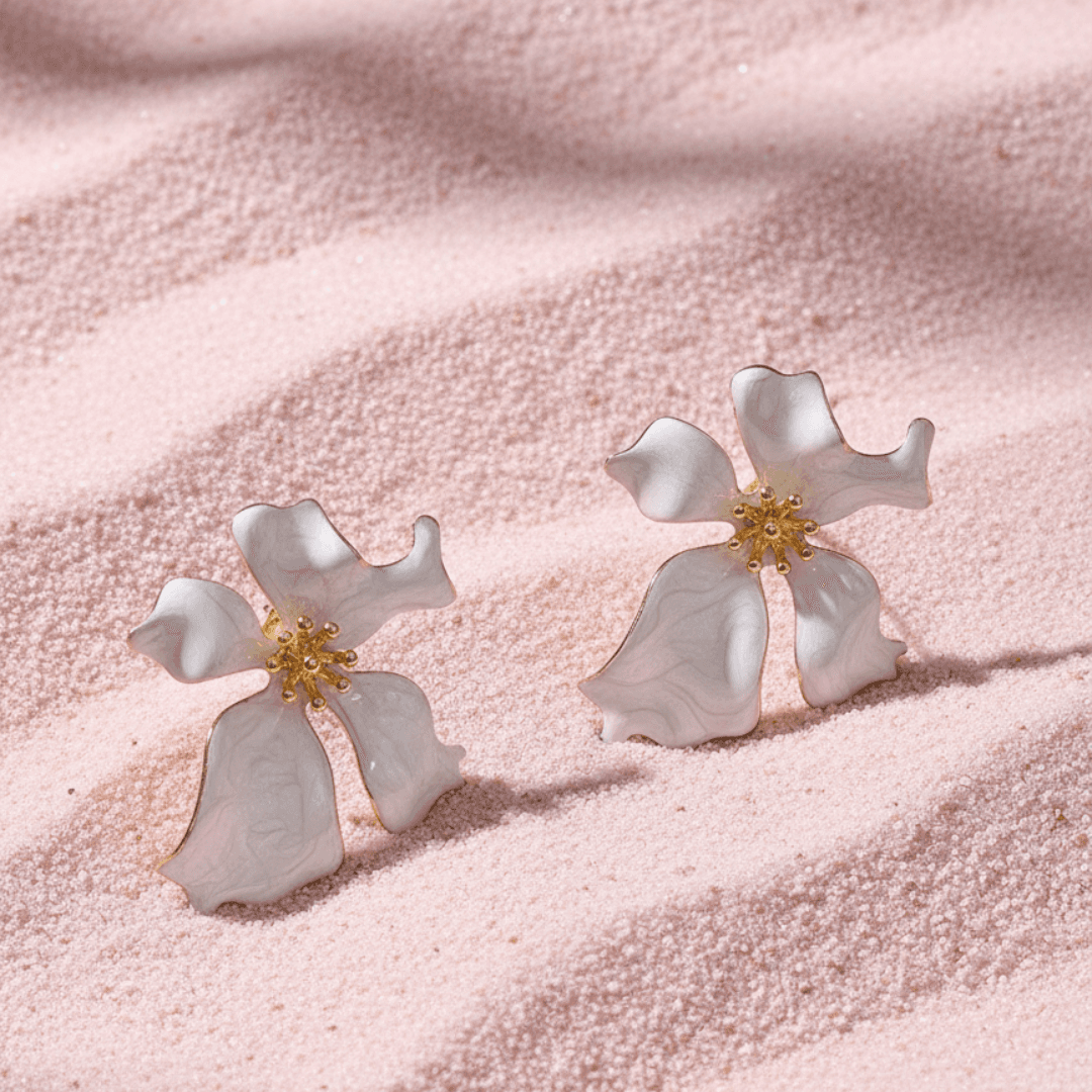 Trendy Gold-Plated Flower Stud Earrings