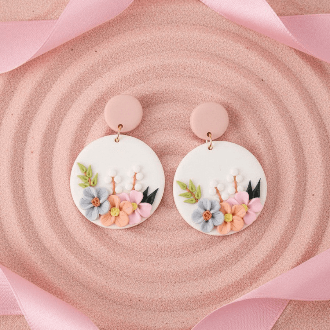 Trendy Korean-Style Geometric Flower Drop Earrings