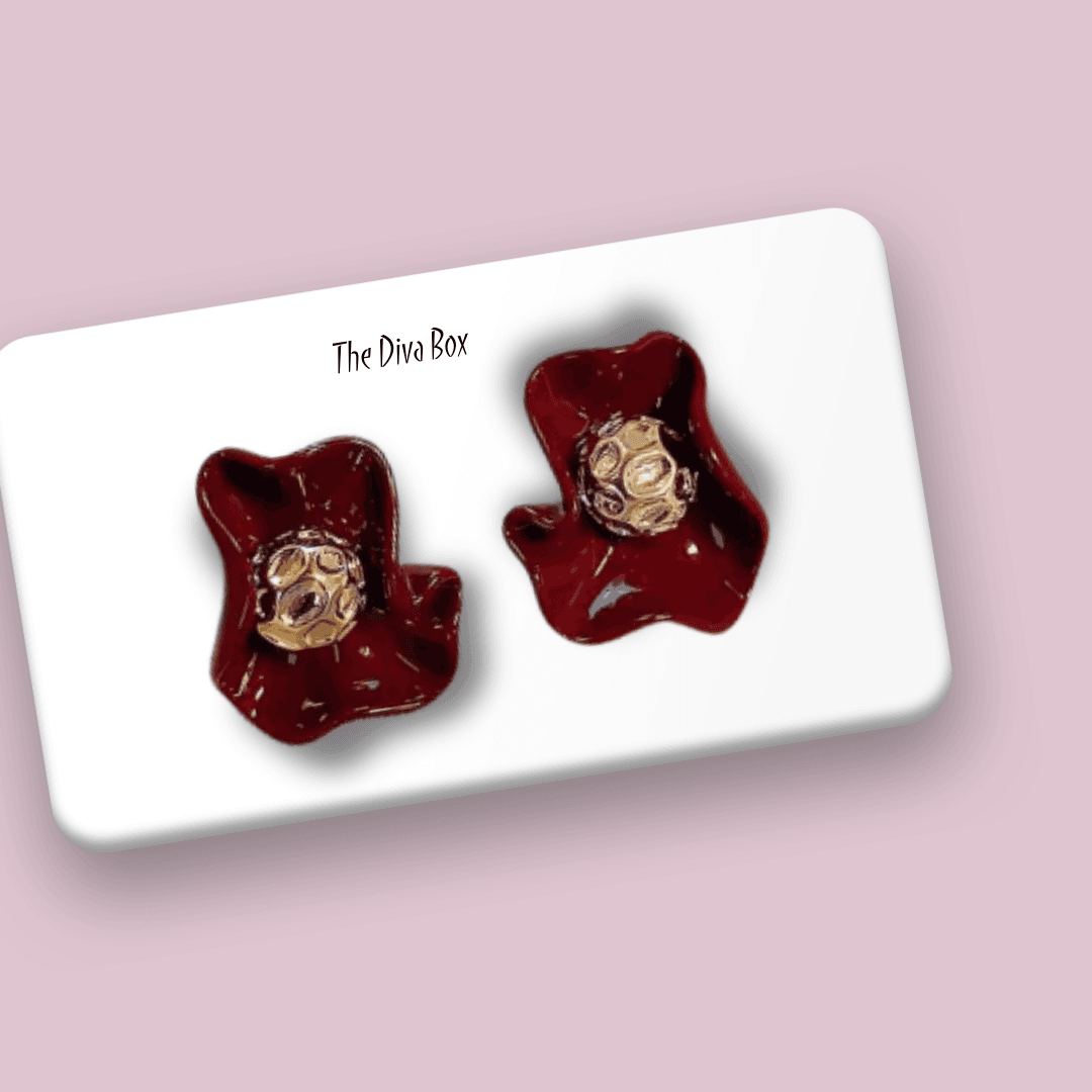Trendy Red Petal Flower Stud Earrings